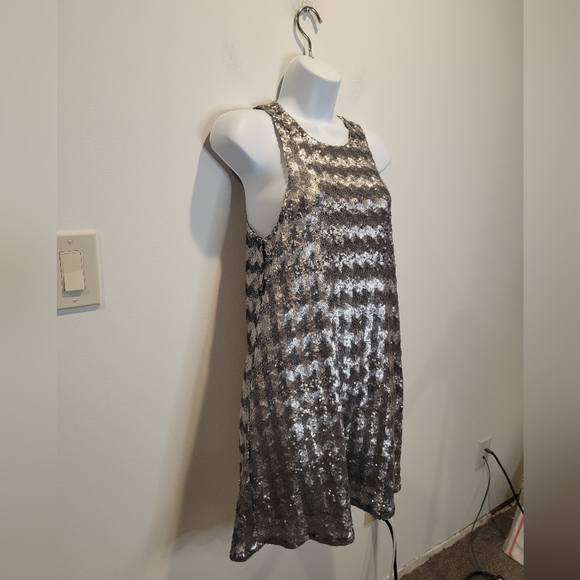 Aritzia Talula Size S Canterbury Silver Sequins Mini Sparkle Dress - Picture 2 of 7